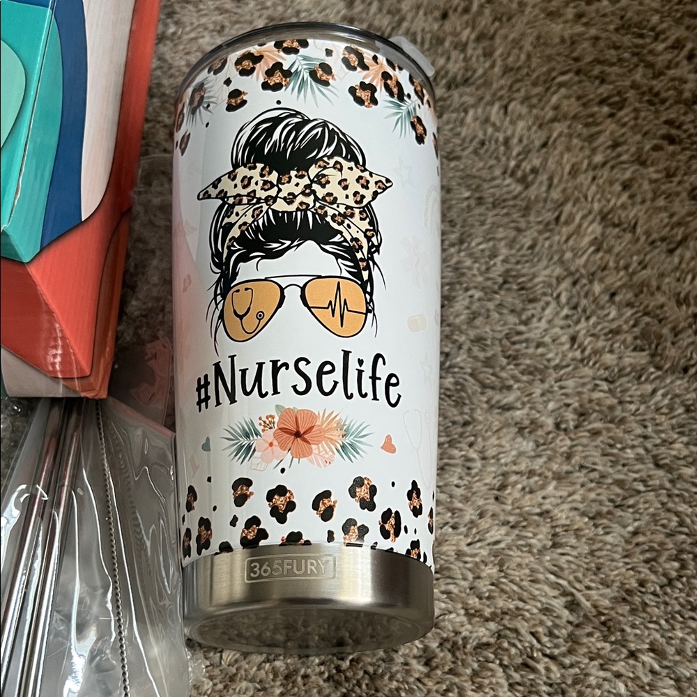 New in package Nurse Life Tumbler with Leopard Print